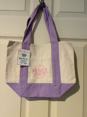 Trader Joe's Lavender & White Mini Canvas Tote